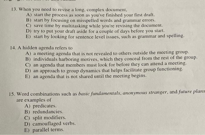 HELP 13. When you need to revise a long, complex