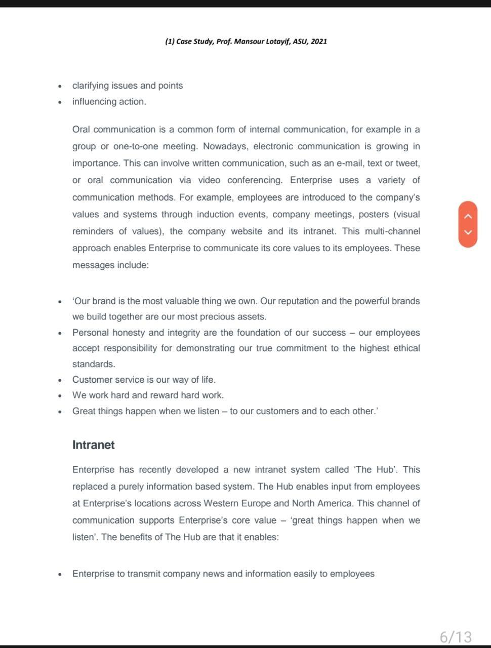 (1) Case Study, Prof. Mansour Lotayif, ASU, 2021