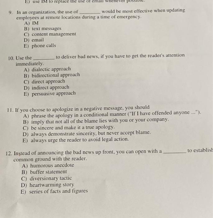 help E) use IM to replace the use of 9. In an