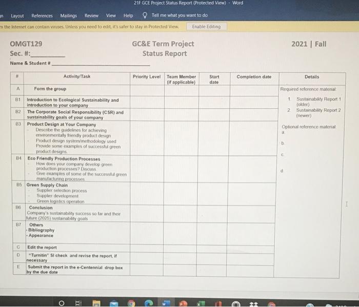 Please help me to do this project report. I have