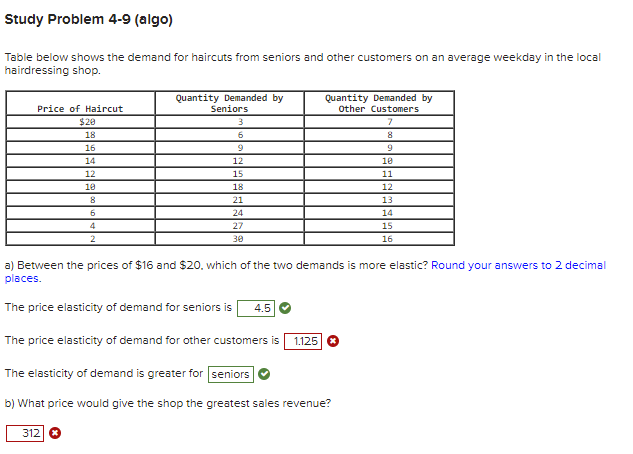 Study Problem 4-9 (algo) Table below shows the