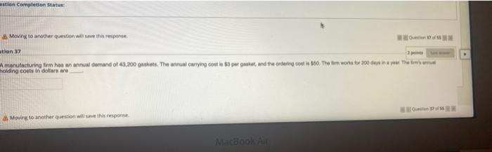 Please help! estion Completion Status A Moving to