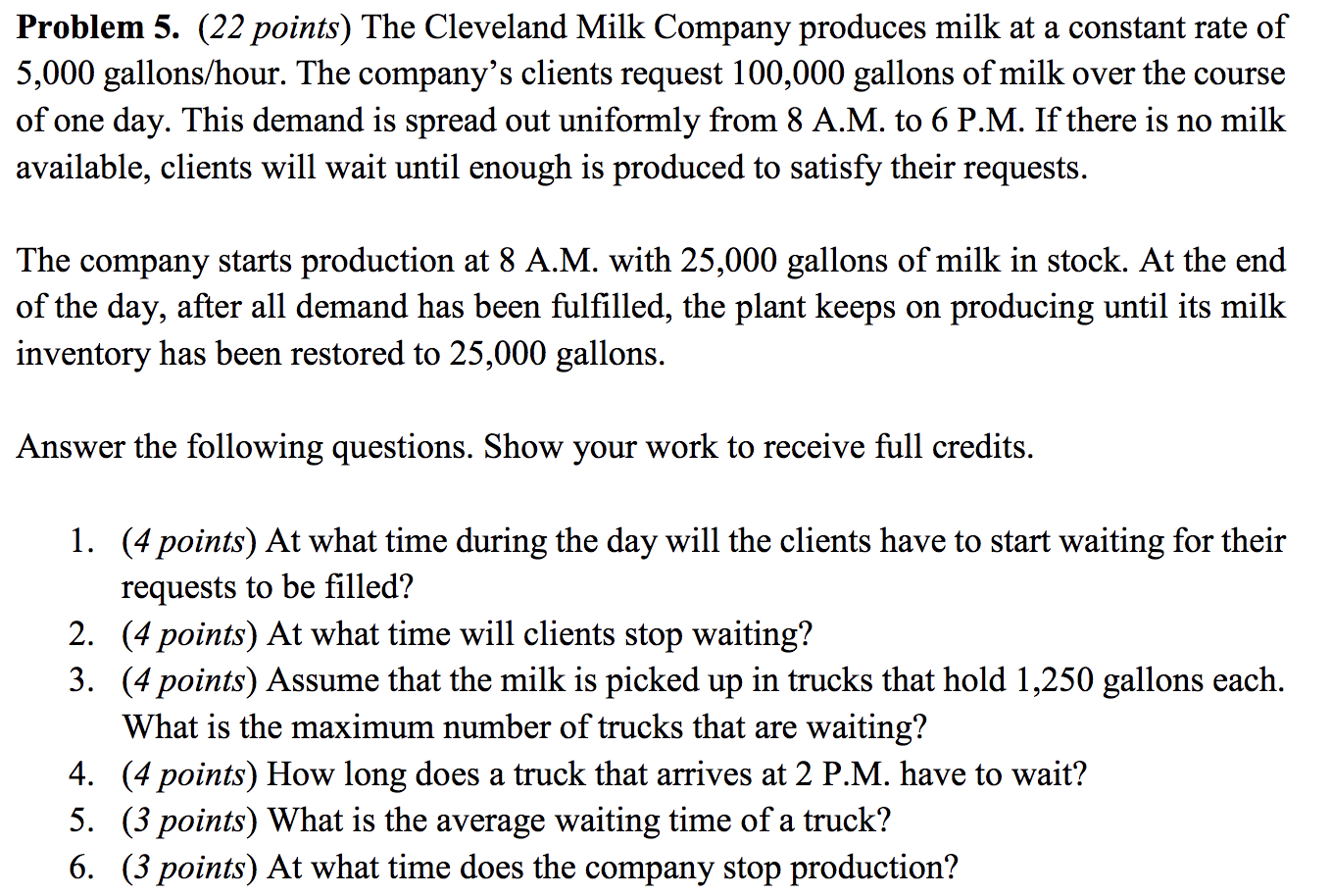 Please answer 456 thx Problem 5. (22 points) The