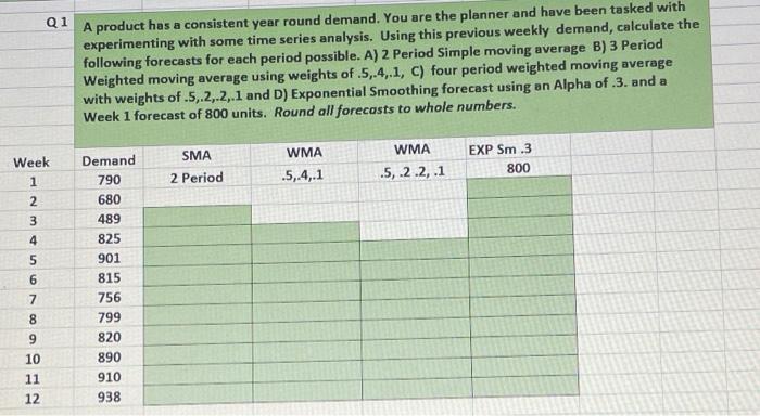 Q1 A product has a consistent year round demand.