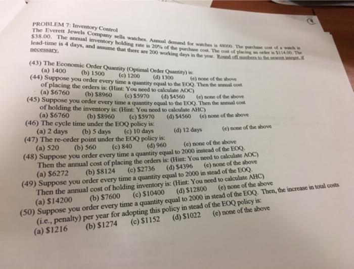 I need help with 46-49 PROBLEM 7. Inventory