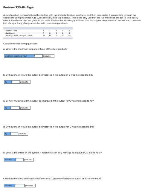 Problem 225-18 (Algo) A steel product is