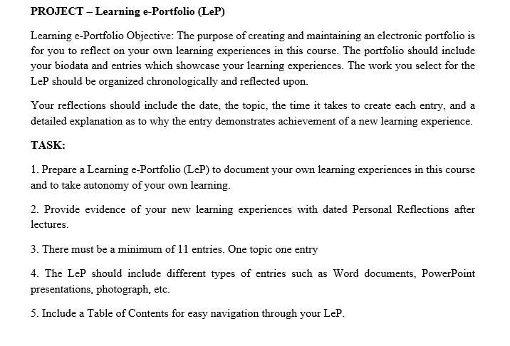 please write proper way on e-portfolio template u