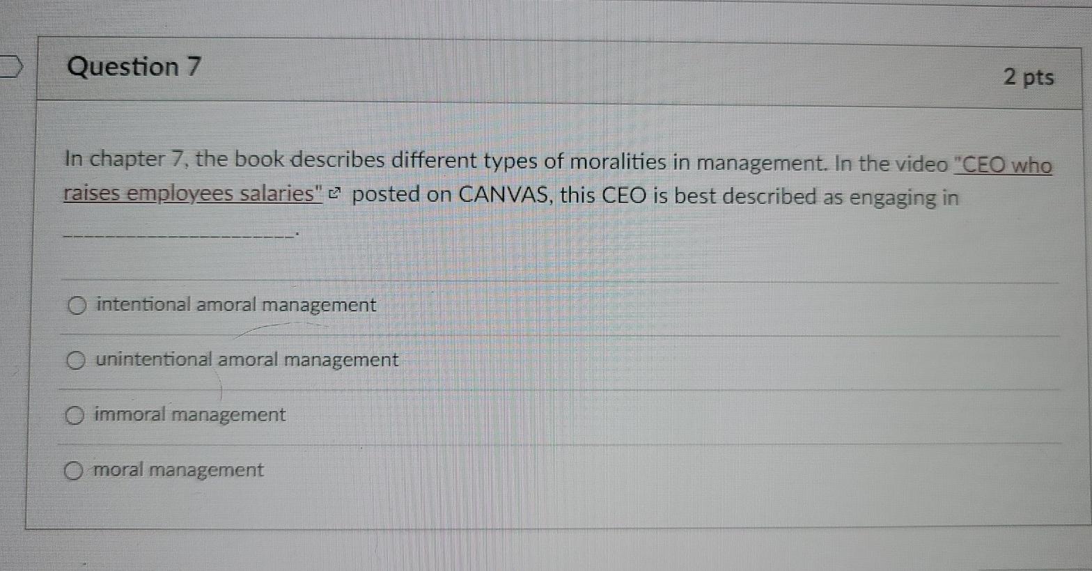 Question 7 2 pts In chapter 7, the book describes