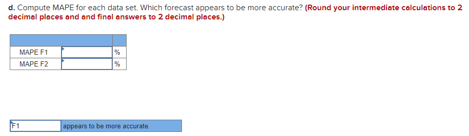 Problem 3-21 (Algo) Two different forecasting