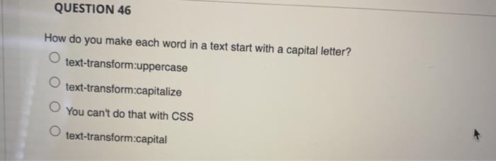 QUESTION 42 Which notation is used to define CSS