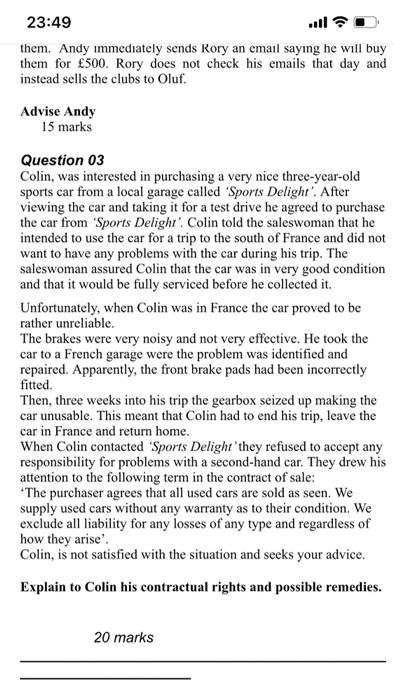 ANSWER ALL THREE QUESTIONS Question 01 James