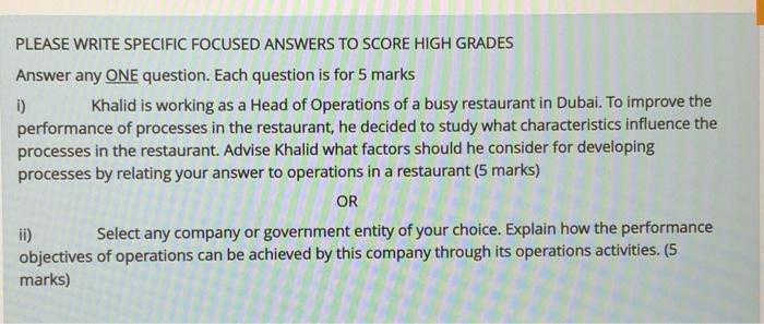 PLEASE WRITE SPECIFIC FOCUSED ANSWERS TO SCORE