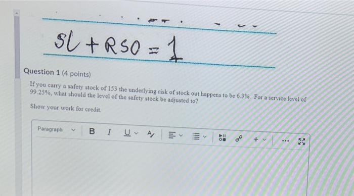 . sl+R5o = 1 Question 1 (4 points) If you carry a