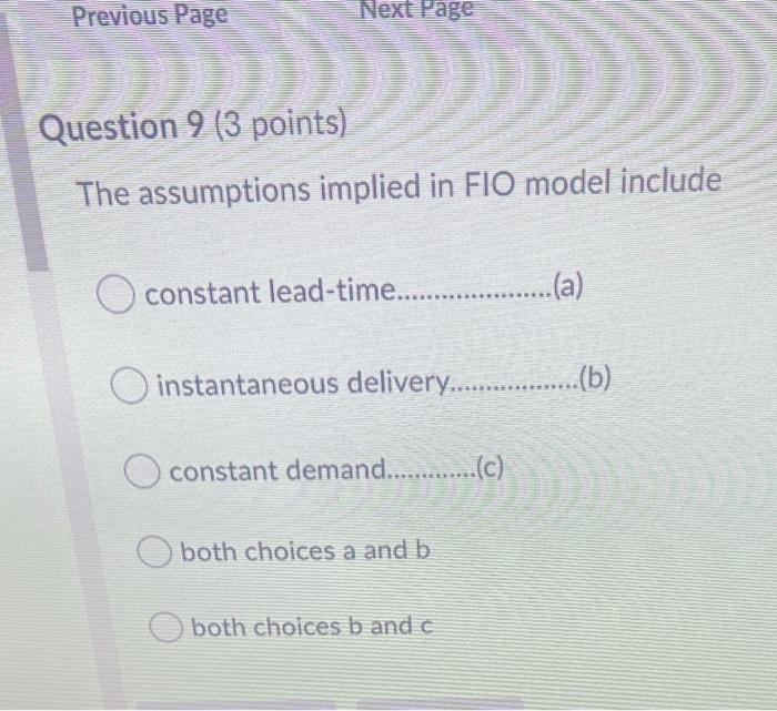 Previous Page Next Page Question 9 (3 points) The