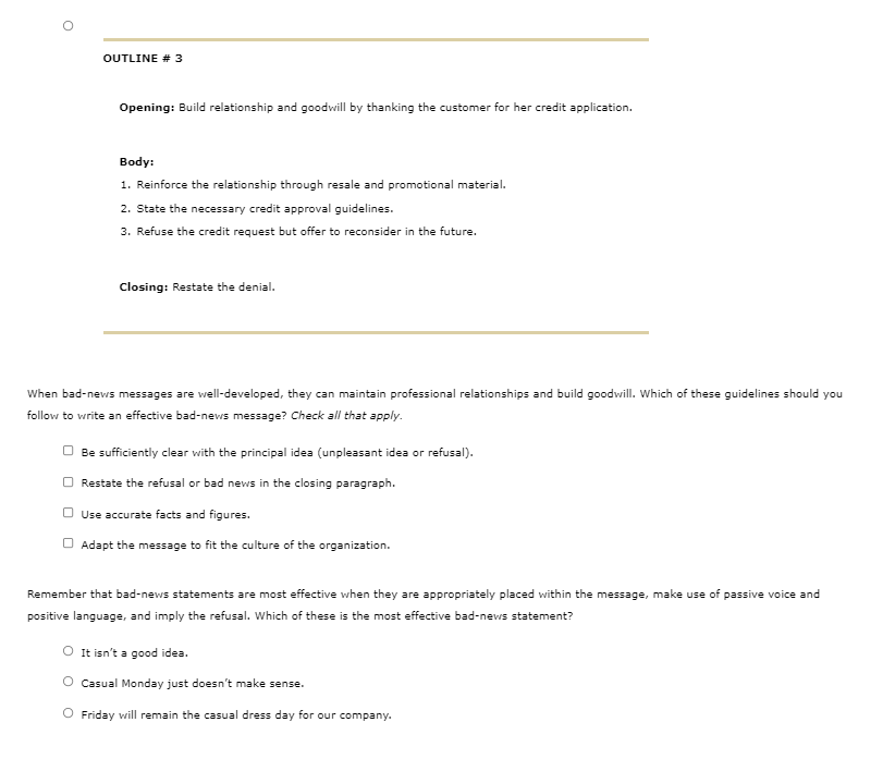 7. Chapter Review Delivering bad-news messages is