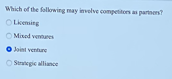 Which of the following may involve competitors as