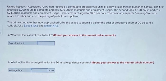 please answer a,b,&c United Research Associates
