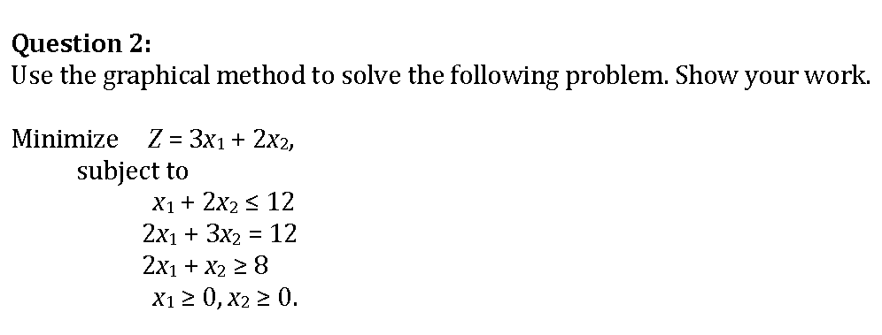 Use the graphical and simplex method Question 2: