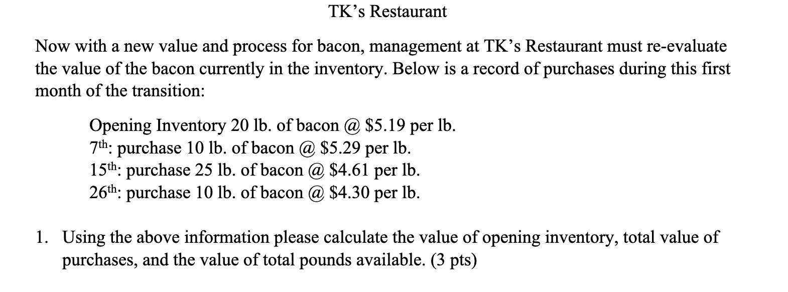 TK's Restaurant Now with a new value and process