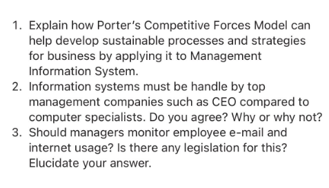 1. Explain how Porter's Competitive Forces Model
