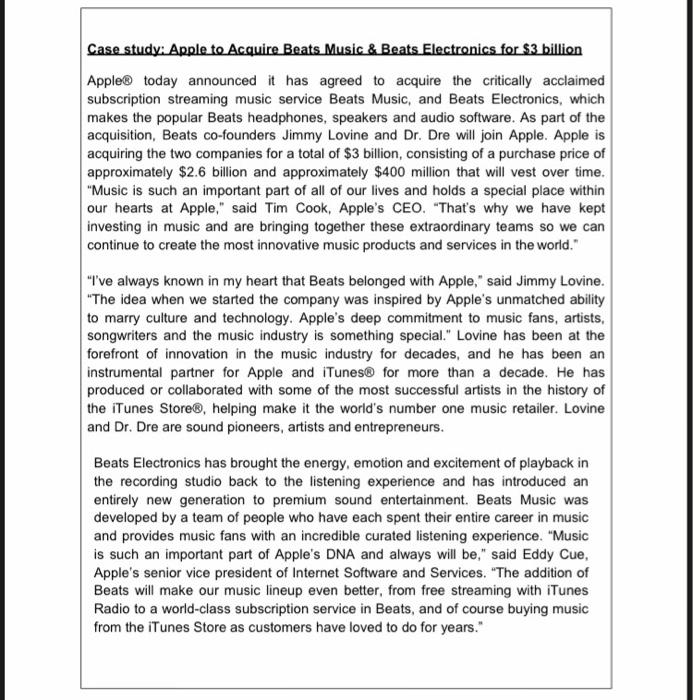 Case study: Apple to Acquire Beats Music & Beats