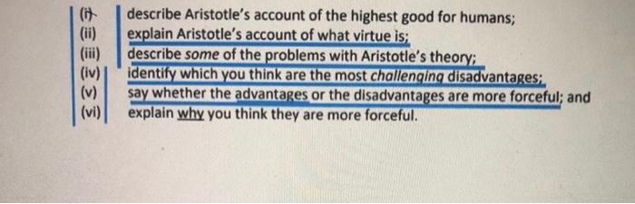 o describe Aristotle's account of the highest