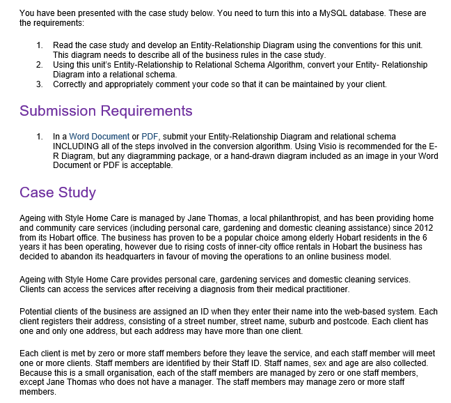 You have been presented with the case study