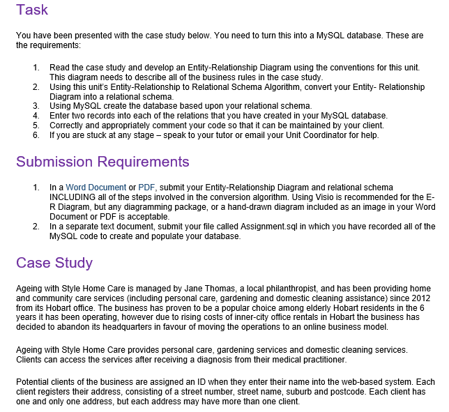 You have been presented with the case study