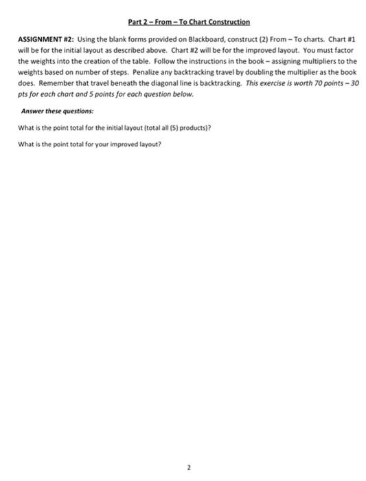 Homework #5 - the From To chart Your factory