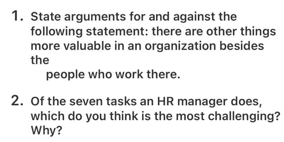 1. State arguments for and against the following