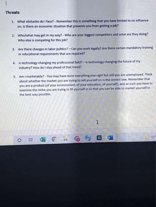 1 Threats 1. What obstacles do I face? - Remember