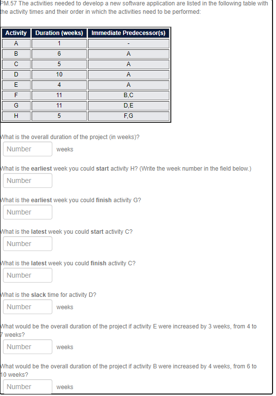 please provide work shown PM.57 The activities