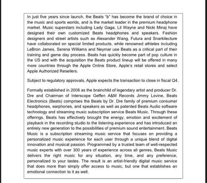 Case study: Apple to Acquire Beats Music & Beats