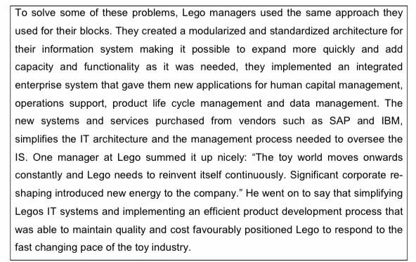 not looking for question 1 Case study: Lego Lego