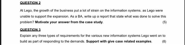 not looking for question 1 Case study: Lego Lego