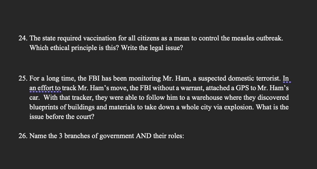 Instructions: Write the correct terminology to