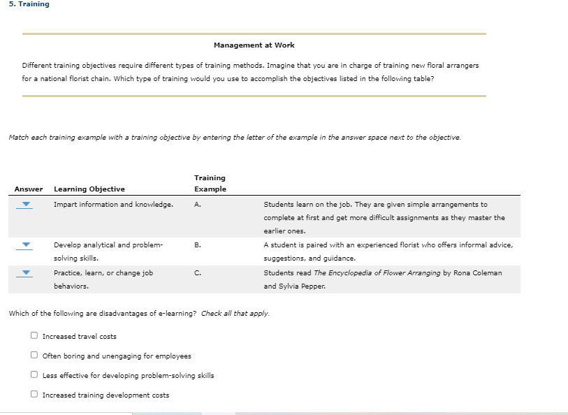5. Training Management at Work Different training