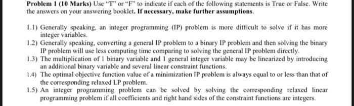 T or F with explanation for each part please