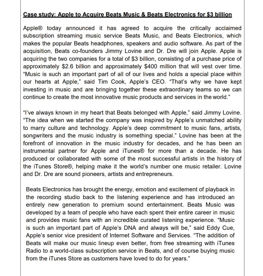 Case study: Apple to Acquire Beats Music & Beats
