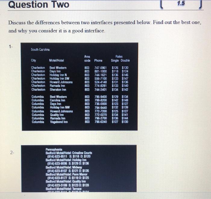 Question One Question One ( 1.5 ) Discuss the