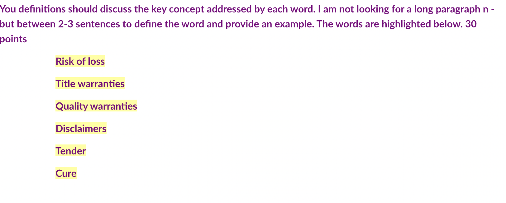 You definitions should discuss the key concept