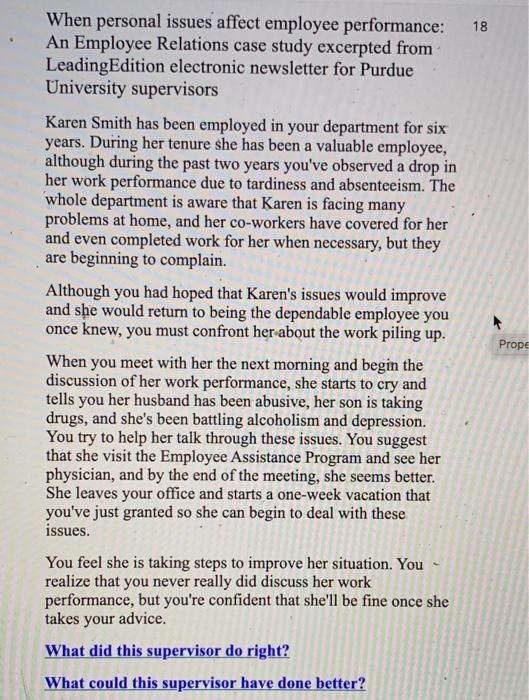 18 Prope When personal issues affect employee