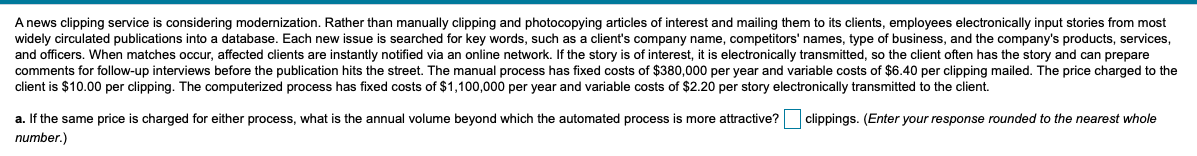 A news clipping service is considering