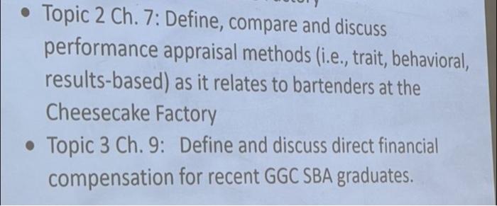 Topic 2 Ch. 7: Define, compare and discuss