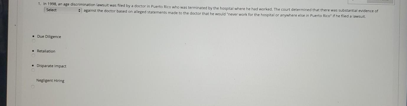 1. In 1998, an age discrimination lawsuit was