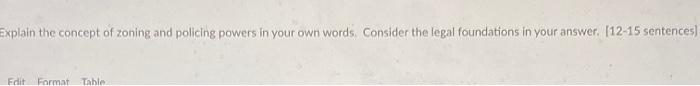 Explain the concept of zoning and policing powers