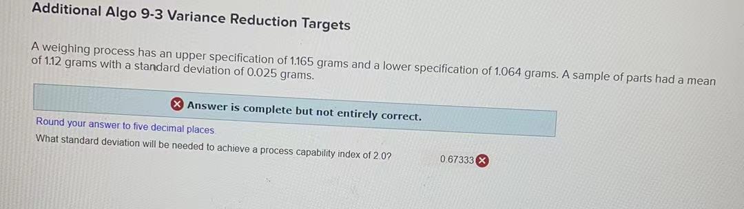 Additional Algo 9-3 Variance Reduction Targets A