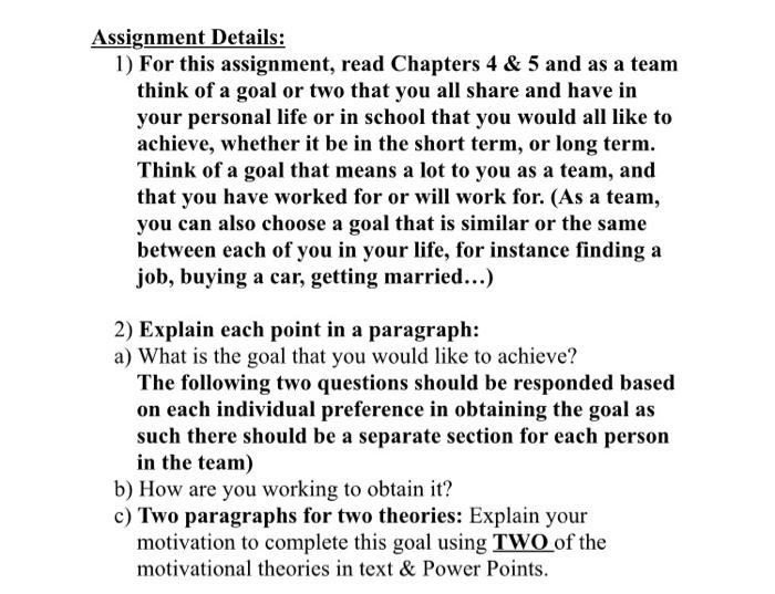 plz explain every point Assignment Details: 1)