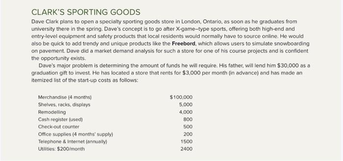 CLARK'S SPORTING GOODS Dave Clark plans to open a