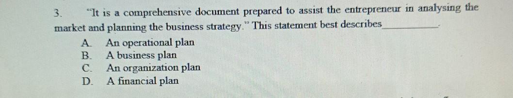 3. "It is a comprehensive document prepared to